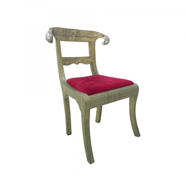 Dining chair upholstered with stamped tin, 1920s