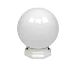 Art Deco ceiling lamp with round glass ball and porcelain fixture, 1930s