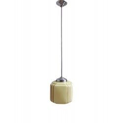 Art Deco hanglamp met kubus vormige beige bol, jaren 30
