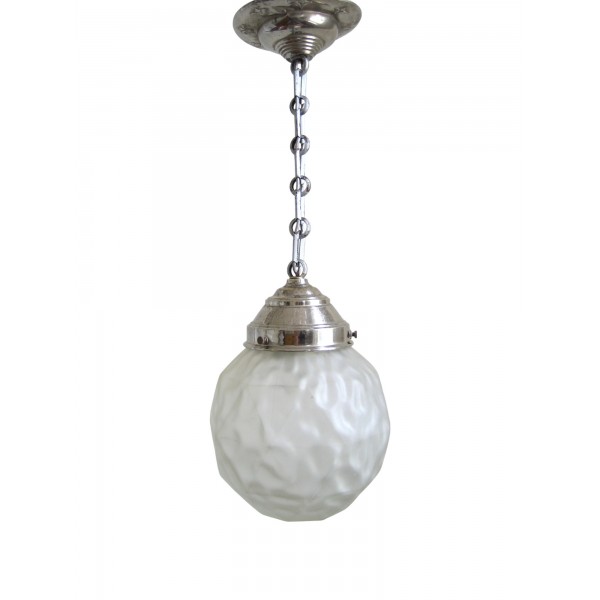Art Deco pendant lamp with frosted glass globe, 1930s