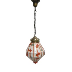Art Deco hanging lamp with angled glass shade