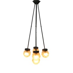Art Deco hanglamp met 5 bollen aan 5 stangen, jaren 30