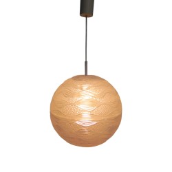 Vintage hanging lamp with round plastic globe﻿, 1960s burning