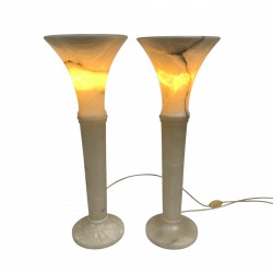 Set of 2 alabaster table...