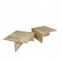 Set of 2 travertine coffee...