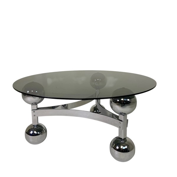 Space Age Sputnik coffee table, with a chrome base from the 1970s