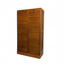 Oak roller shutter cabinet with 2 shutters, 148 cm high, 1950s