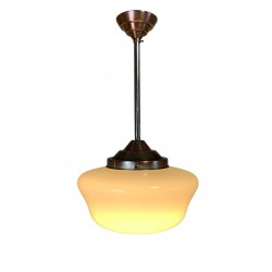 Art Deco hanglamp met wit glazen kap, jaren 30