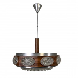 Vintage Lakro pendant lamp with 9 oval glass plates and 1 round glass plate, 1970s