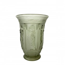 Art Deco vase with images of 3 ladies and 3 herons, 1930s