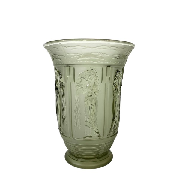 Art Deco vase with images of 3 ladies and 3 herons, 1930s