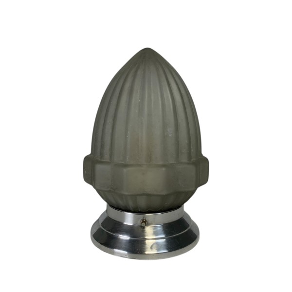 Art Deco plafondlamp met mat glazen kap, jaren '30