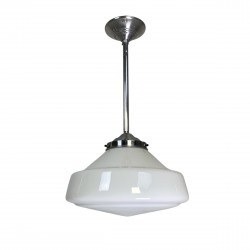Art Deco hanglamp met wit glazen kap, jaren 30