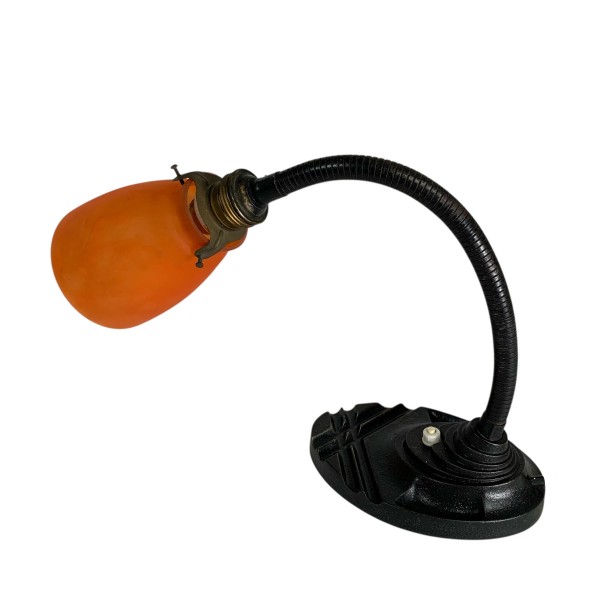 ERPE bureaulamp met oranje glazen kap, jaren 30