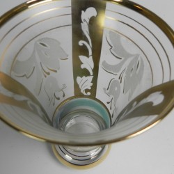 Glass vase with gilded decorations, Belgium, 1930s detail edge