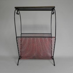 Vintage steel side table with magazine rack, 1950s front