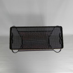 Vintage steel side table with magazine rack, 1950s top