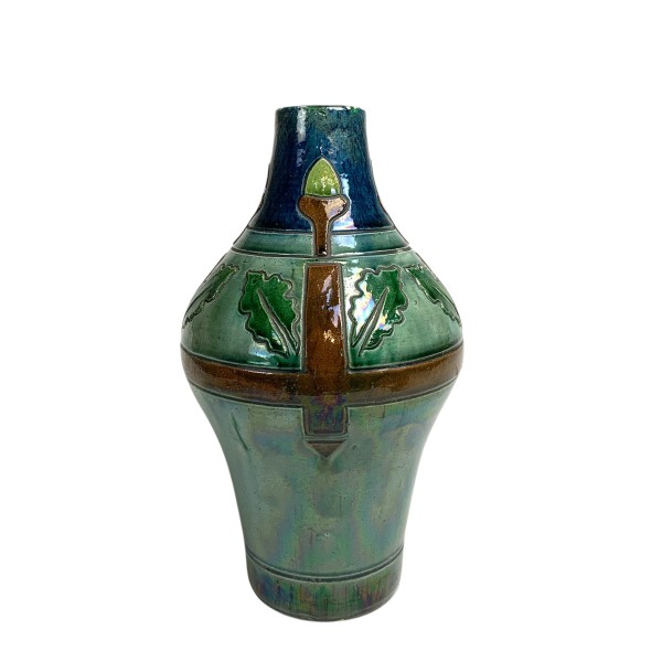 Flemish Art Deco vase with motifs of acorns and oak leaves, 1920s