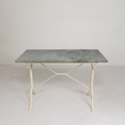Garden table, bistro table with marble top, 1950s front