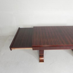 Art Deco dining table, rosewood veneer, extendable to 248 cm, 1930s extended
