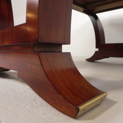 Art Deco eettafel palissanderfineer, te verlengen tot 248 cm, jaren 30 detail poot