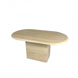 Mid Century travertin salontafel met ovalen blad, jaren 70
