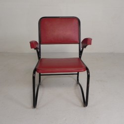 Set of 4 armchairs and coffee table with tubular frame in Bauhaus style, 1950s single chair