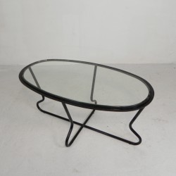 Set of 4 armchairs and coffee table with tubular frame in Bauhaus style, 1950s coffee table
