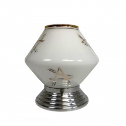 Art Deco ceiling lamp with glass shade with gold decorations, 1930s