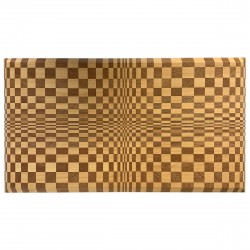 Coffee table constructed from hundreds of wooden blocks in a psychedelic pattern, 90s leaf