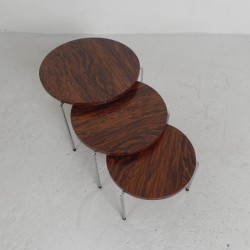 Set of 3 side tables, nesting tables Vaza Roden, 1960s top