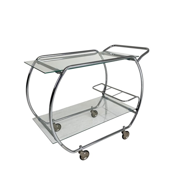 Art Deco trolley, chrome serving cart, 1950s