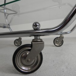 Art Deco trolley, chrome serving cart, 1950s castor