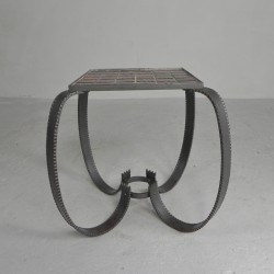 Brutalist coffee table, tile table with 36 tiles, 1950s front