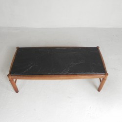 Vintage oak coffee table with slate top in an oak frame, 1960s top