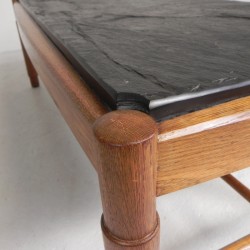 Vintage oak coffee table with slate top in an oak frame, 1960s corner