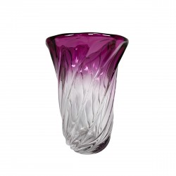 Heavy Val Saint Lambert vase, Torsade model, 1950s