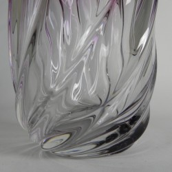 Heavy Val Saint Lambert vase, Torsade model, 1950s detail bottom